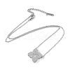 Clover Stainless Steel with Clear Cubic Zirconia Pendant Necklaces for Women NJEW-G133-01P-2