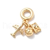 Brass Clear Cubic Zirconia Plane & Egg & Camera European Dangle Charms KK-M305-09G-1