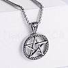 Vintage Stainless Steel Six-Pointed Star Pendant Necklaces for Fashionable Street Style Men PQ2457-1