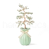 Natural Green Aventurine Chips with Brass Wrapped Wire Money Tree on Ceramic Vase Display Decorations DJEW-B007-01E-1