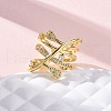 Brass Micro Pave Clear Cubic Zirconia Cuff Rings for Women RJEW-H248-01G-02-1