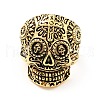 316 Stainless Steel Skull with Cross Finger Ring RJEW-C030-02C-AG-2