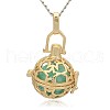 Golden Tone Brass Hollow Round Cage Pendants KK-J226-09G-1