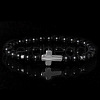 Frosted Round Natural Black Onyx(Dyed & Heated) Round Beaded Stretch Bracelets RK1908-3
