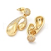 Teardrop Brass Pave Clear Cubic Zirconia Stud Earrings EJEW-M258-80G-2