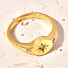 Flat Round with Star Pattern 304 Stainless Steel Micro Pave Clear Cubic Zirconia Finger Rings FS-WG7CEF6-02-2