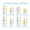 Kissitty 32 Sets 16 Styles Brass Magnetic Clasps KK-KS0001-28-10