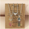 2Pcs Glass Double Faceted Pointed Bullet Pendant Couple Necklaces with Heart Magnetic Clasps FS-WG058EE-04-1