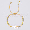 Brass Round Bead Braided Bead Bracelets VB3830-25-1
