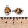 Natural Tiger Eye Faceted Connector Charms G-L514-048G-04-3