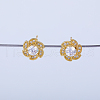 Exquisite Brass Pave Clear Cubic Zirconia Flower Stud Earrings MB8733-3