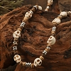 Skull Dyed Synthetic Turquoise & Coconut Heishi Beaded Necklaces for Men FS-WGB0857-02-2