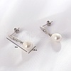 Teardrop Brass Imitation Pearl Dangle Stud Earrings RB9302-4