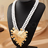 Heart Alloy Pendant Plastic Imitation Pearl Round Beaded Double Layer Necklaces for Women FS-WGB7F0A-01-2