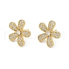 Flower Brass Micro Pave Cubic Zirconia Stud Earrings for Women EJEW-F316-13G-1