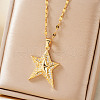 Elegant Brass Micro Pave Clear Cubic Zirconia Star Pendant Necklaces EY0411-1-2