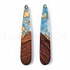 Transparent Resin & Walnut Wood Pendants RESI-N039-69H-3