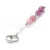 Faceted Round Natural Quartz Crystal & Ruby & Pink Tourmaline Beaded Pendants PALLOY-JF03529-09-3