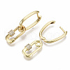 Brass Micro Pave Clear Cubic Zirconia Dangle Hoop Earrings EJEW-N011-21G-NF-2