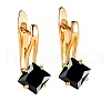 Rhombus Brass Micro Pave Cubic Zirconia Hoop Earrings WGBCF32-02-2
