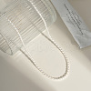 Elegant French Style Imitation Pearl Rice Beaded Necklaces with Stainless Steel End Chains for Women BJ9351-2
