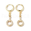 Clear Cubic Zirconia Circle Ring Dangle Hoop Earrings EJEW-B017-02G-1
