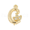 Brass Crystal Rhinestone Letter Links Connector Charms KK-S395-06G-C-1