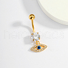 Eye-shaped Stainless Steel Clear Cubic Zirconia Navel Rings for Women's Party Wear XS3043-2