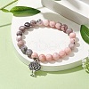 8mm Round Natural Zebra Jasper Beaded Stretch Bracelets BJEW-JB10434-2