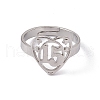 201 Stainless Steel Heart with Number 15 Adjustable Ring for Women RJEW-C045-12P-2