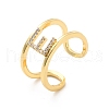 Clear Cubic Zirconia Initial Letter Open Cuff Ring RJEW-A012-01G-E-2