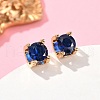 Square Brass Micro Pave Cubic Zirconin Stud Earrings EJEW-D318-03KCG-C-2