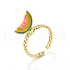 Brass Enamel Open Cuff Rings for Women RJEW-F179-08G-03-2