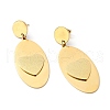 Oval with Heart Long Dangle Stud Earrings with 316 Stainless Steel Pins EJEW-F285-13G-1