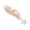 3Pcs 3 Styles Electroplated Natural Quartz Crystal Pointed Copper Wire Wrapped Pendants PALLOY-JF03767-07-4