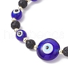 Natural Lava Rock & Handmade Lampwork Beads Stretch Bracelets BJEW-JB11984-02-3