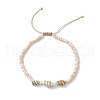 Glass with Natural Sea Shell Beads Anklet AJEW-AN00595-3