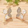Butterfly Brass Micro Pave Clear Cubic Zirconia Stud Earrings for Women EJEW-G428-08G-3