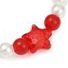 Dyed Round Natural Malaysia Jade with ABS Plastic Pearl Beaded Stretch Bracelets for Women BJEW-JB11643-03-3