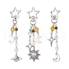 Natural Quartz Crystal Beads with Natural Grade AB Tiger Eye Beads and Glass Beads and Alloy Charms Decorations HJEW-JM03031-2
