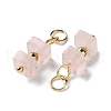 Natural Rose Quartz Cuboid Beaded Pendants STAS-C120-02G-06-2