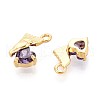 Brass Micro Pave Cubic Zirconia Charms KK-N263-96A-G-2