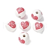 Mother's Day Theme Printed Wood European Beads WOOD-F016-12-2