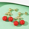 Cherry Brass Cubic Zirconia Dangle Stud Earrings EJEW-Q036-05G-4