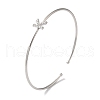 Rack Plating Brass Micro Pave Clear Cubic Zirconia Letter Open Cuff Bangles BJEW-A018-01P-K-1