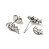 Rhinestone Fishbone Stud Earrings with 316 Surgical Stainless Steel Pins EJEW-A081-13P-02-2