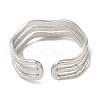 Non-Tarnish 304 Stainless Steel Triple Line Open Cuff Ring for Women RJEW-M149-02P-2