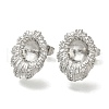 Brass Micro Pave Clear Cubic Zirconia Stud Earring Findings KK-K388-15P-2
