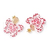 Brass Printing Acrylic Butterfly Dangle Stud Earrings EJEW-JE06431-04-4