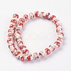 Handmade Flower Printed Porcelain Ceramic Beads Strands PORC-J006-A07-2